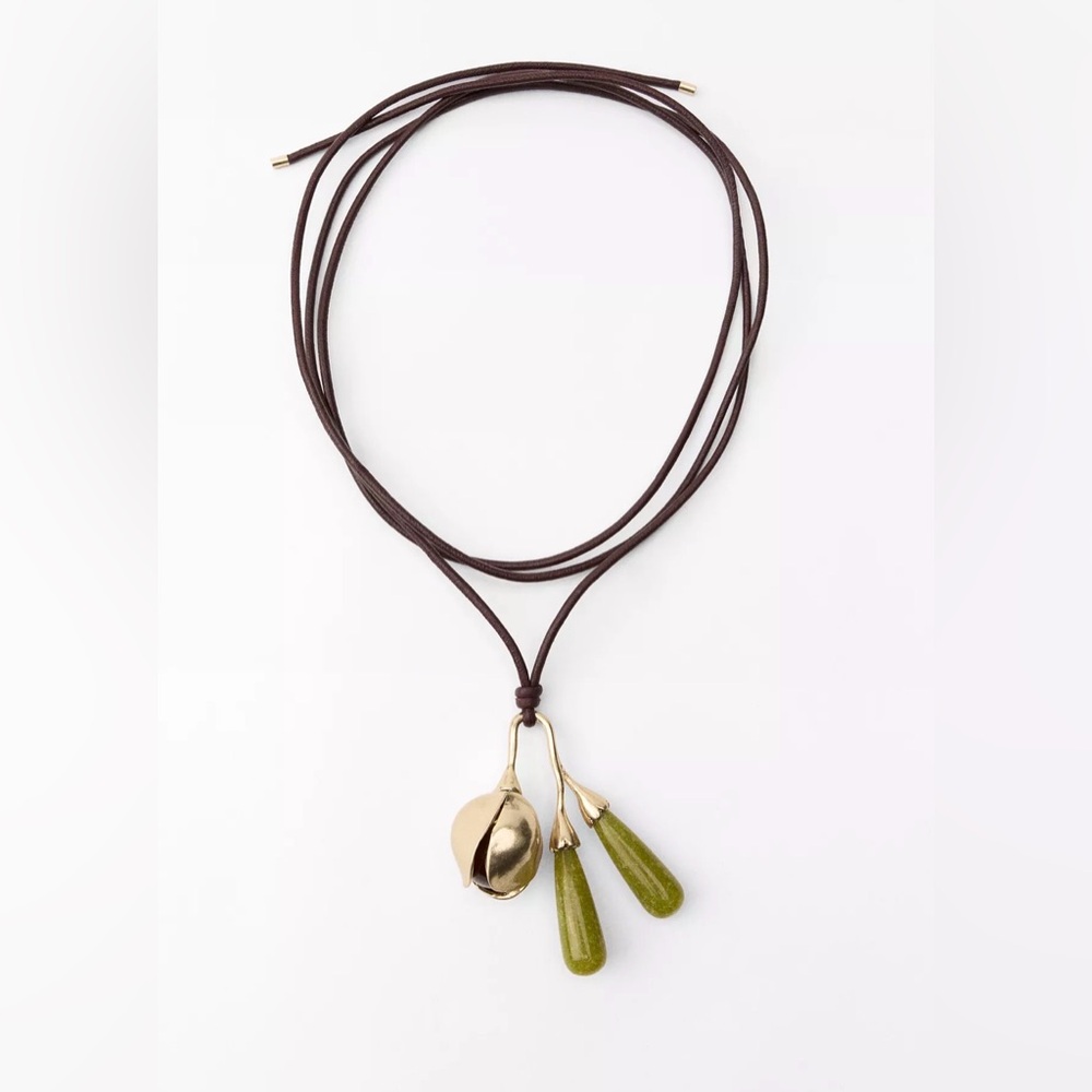 Zara floral charm cord necklace